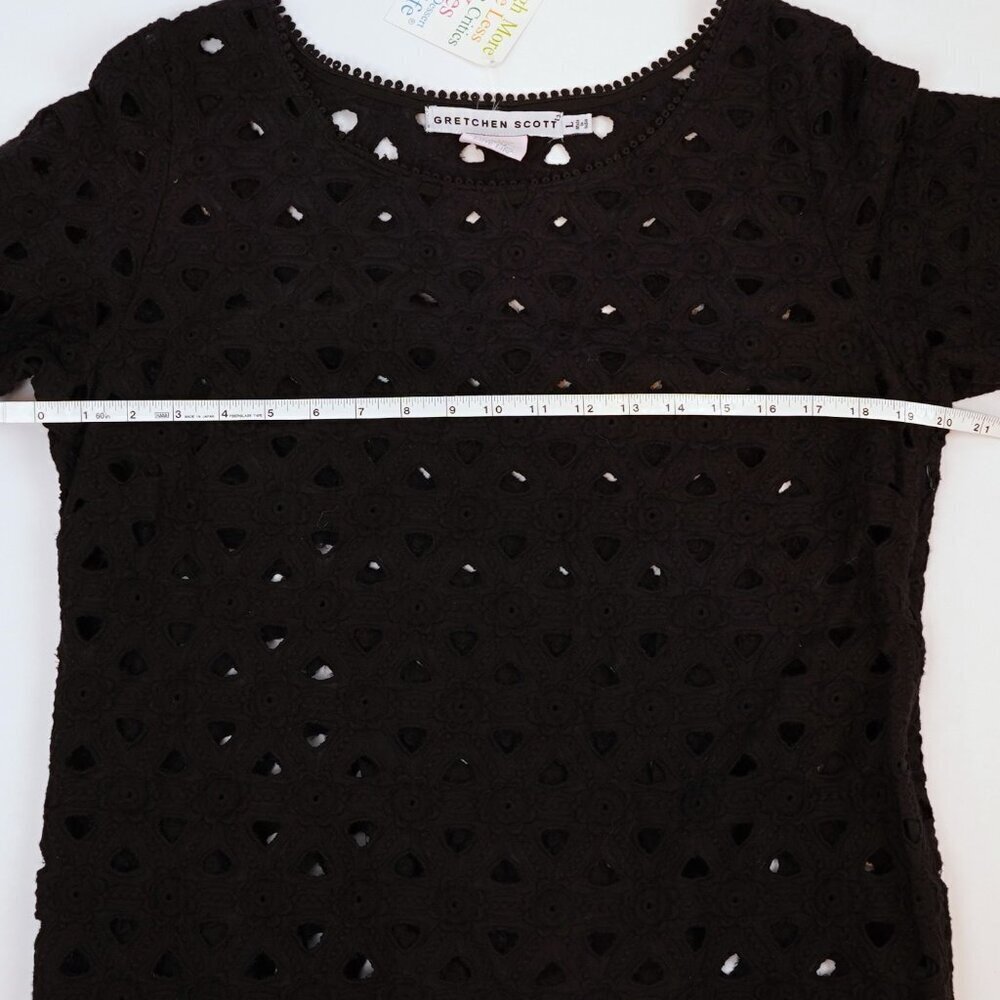 Gretchen Scott Pizelle Dress 3/4 Sleeve Eyelet Lace Black - Large - Picture 5 of 5